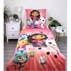 Theonoi Bērnu gultas veļas komplekts 2 gabalu sega Pārsega divpusēja gultas veļa 135 x 200 cm 80 x 80 cm Kokvilna Bērnu gultas veļa Oeko-Tex Standard Vācu standarta izmērs Gabby's Dollhouse (Gabby's