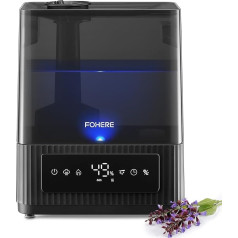 FOHERE 6L Hot and Cold Mist Humidifier for Home, Top-Fill Ultrasonic Humidifier for Plants, Babies, Children, Oil Diffuser, Sleep Mode, Timer, Quiet, Black