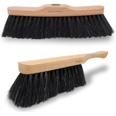 WALDKRAFT Black Forest Broom Set, Hand Brush and Room Broom Made of Beech Wood, Sweeping Broom Made in Germany (1, House Broom + Hand Brush)