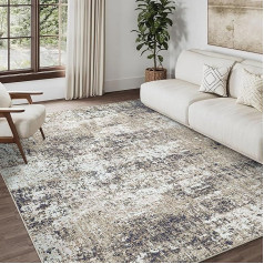 HUGEAR Modern Abstract Taupe paklājs 150 x 210 cm Mašīnā mazgājams dzīvojamās istabas paklājs Virtuve Brūns iekštelpu akcenta paklājs Zems pīļu paklājs Grūtības nomest paklāju guļamistaba Birojs