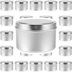 ZEONHEI 24 Pack 8oz Candle Tin with Lids Empty Candle Jars Round Candle Containers Metal Storage Jars for Candle Making Arts Crafts Storage Travel Silver