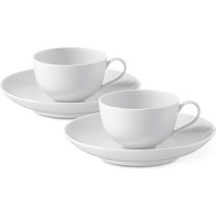KPM Berlin Urbino Espresso komplekts 4 gab Porcelāna Espresso tasītes ar paliktnīšiem, roku darbs, balts