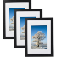 Atryinous Picture Frame A3 29,7 x 42 cm melns MDF koka rāmis ar akrila stiklu un papīra stiprinājumu A4 21 x 30 fotogrāfijām vertikālai vai horizontālai iekāršanai / fotogrāfiju / plakātu / kolāžu demonstrēšanai, 3 gab. komplekts