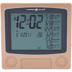 Hztyyier Islāma lūgšanu galda pulkstenis Digitālais musulmaņu Azan lūgšanu pulkstenis Modinātāja pulkstenis LCD AZAN pulkstenis ar programmējamu modinātāja pulksteni Kalendārs Iekštelpu temperatūra