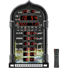 Hapihom Mosque Azan lūgšanas islāma sienas pulkstenis LCD displejs modinātājs Ramadāna Eid dāvanas mājas biroja dekorēšanai (ES kontaktdakša) melns