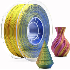 YUANEANEANG PLA 3D printera pavediens, trīs krāsu zīda PLA pavediens, izmēru precizitāte +/- 0,03 mm, 1 kg spole, 1,75 mm, sarkans, zils, dzeltens