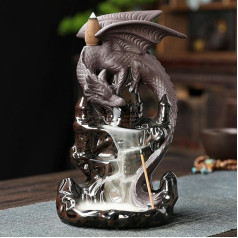 SKILBEAIA Dragon Backflow Incense Burner Incense Cone Sticks Holder Home Decor Porcelāna pārklājums 20 atpakaļplūsmas vīraku konusi 30 vīraku nūjiņas mājai un birojam
