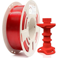 RepRapper viegli drukājams PETG filaments 1,75 mm, 3D drukāšanas filaments, 1 kg spole, izmēru precizitāte +/- 0,03 mm FDM 3D printeriem, caurspīdīgi sarkans