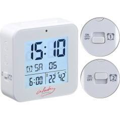 infactory Bezvadu ceļojumu modinātājs: bezvadu modinātājs ar 2 modinātāju laikiem, termohigrometrs, gaismas sensors, balts (modinātājs ar diviem modinātāju laikiem, radio modinātājs ar diviem modinātāju laikiem, modinātājs ar diviem modin