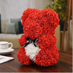 Rožu lācis Mātes diena Mamma Dāvanas draudzenēm Mātes dzimšanas diena Dāvanas sievietēm Dāvanas viņai Mākslīgās rozes Ziedu lācis Rose Teddy Bear Jubileja Valentīna diena Dzimšanas diena