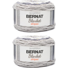 Bernat Blanket Stripes Grey Matters dzija - 2 iepakojumi pa 300 g - Poliesters - 6 Super Bulky - 220 metri - adīšanas, tamborēšanas un amatniecības dzija Chunky Chenille Yarn