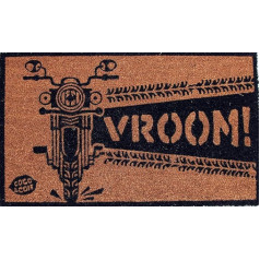 Coco&Coir Natural Coir | Neslīdošs | Bieza kokosšķiedra | Premium Quality | Gumijas pamatne | Videi draudzīgs | Iekštelpās | Ārā | Heavy Duty | Motor Series | Velosipēdu dizains | Ieejas durvju paklājs | 45 x 75 cm (Vroom)
