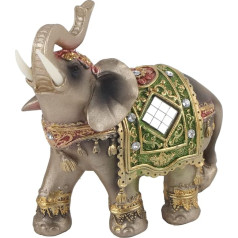 Akozon Lucky Elephant Statue Lucky Feng Shui Green Elephant Statue Sculpture Wealth Figure Main Decoration (L)