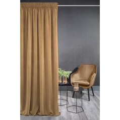 Eurofirany KRISTI samta aizkars, mīksta RUFFLE Lente, 1 gabals, biezs, 330 g/m², elegants, gluds, gluds, gluds, pūkains, moderns, klasisks, pasteļkrāsa, dzīvojamā istaba, guļamistaba, medus, 140 x 270 cm, 1 x aizkars