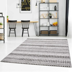 carpet city Moderns dzīvojamās istabas paklājs, 140 x 200 cm, pelēks, svītrains raksts, ar plakanu pūru, moda-1131-grey-140 x 200 cm