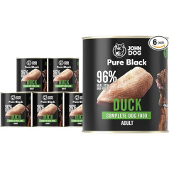 JOHN DOG Pure Black - 96% gaļas - Premium klases mitrā barība suņiem - hipoalerģiska barība suņiem - bezglutēna mitrā barība - 100% dabīgas sastāvdaļas - kārumi suņiem - 6 x 800 g - (pīle)