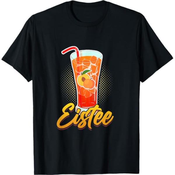 Peach Iced Tea Soft Drink Summer Drinking Sweet Tea T-krekls, melns, s