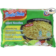 Indomie ātri pagatavojami makaroni, dārzeņi, 40 gabalu iepakojums (40 x 75 g)