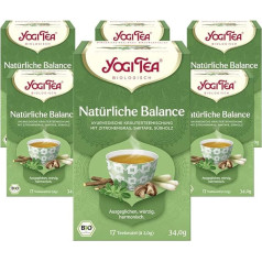 YOGI TEA, Natural Balance, Ajūrvēdas organiskā garšvielu un zāļu tēja, citronzāles, šitake un lakricas maisījums, Yogi tējas iepakojums, 6 x 17 maisiņu (kopā 102 maisiņi), ideāli piemērots dāvanai