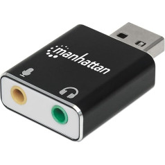 Manhattan 152754 Hi-SPEED USB 2.0 Stereo skaņas audio adapteris, USB tipa A vīrietis uz 3,5 mm ligzdu, melns