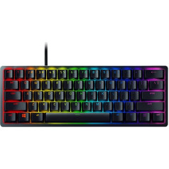 Razer Huntsman Mini (sarkanais slēdzis) - kompakta 60% spēļu tastatūra ar ātriem lineāriem optiski mehāniskiem slēdžiem (PBT taustiņu vāciņi, noņemams USB-C kabelis) QWERTZ | DE izkārtojums, melna