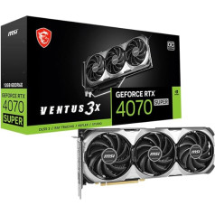 MSI GeForce RTX 4070 SUPER 12G Ventus 3X OC Grafiskā karte, NVIDIA RTX 4070 SUPER, 12GB GDDR6X atmiņas, 21Gbps, PCIe 4.0, DLSS3.5