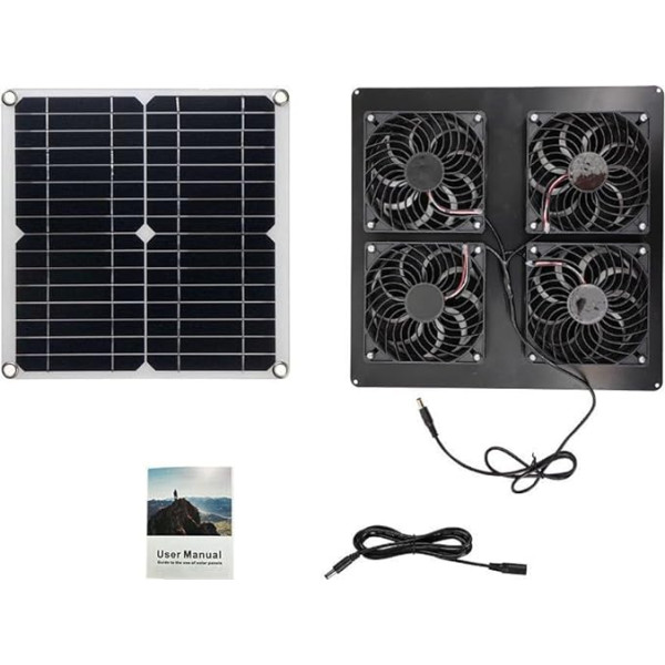 Saules enerģijas paneļa ventilators, 12 W saules paneļa ventilators 18 V ventilators Saules izvilkšanas ventilators Suņu vistu māja Koku mājas