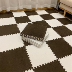 KLYso 40 savstarpēji savienojamu paklāja flīžu iepakojums, 30,5 x 30,5 x 1 cm, sabiezināts kvadrātveida putuplasta mīklu paklājs, pūkains, pūkains putuplasta grīdas paklājs (tumša kafija + balta)