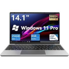 Gezoon 14,1 collu klēpjdators 8GB RAM 256GB SSD Windows 11 Pro, portatīvais dators Celeron N4020C, portatīvais dators Full HD 1920x1080 2.4G/5G WiFi, BT4.2, 4K video, 5000 mAh darbam, mācībām un izklaidei