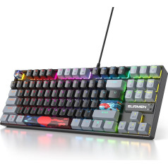 SbocKeeb TKL spēļu tastatūra 75 procenti, RGB mehāniskā tastatūra Amerïka QWERTY, 87 taustiņi, vadu tastatūras fona apgaismojums datorspēlētājam 87 Dark