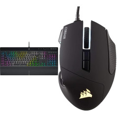 CORSAIR K55 RGB PRO XT vadu diafragmas spēļu tastatūra, QWERTY, melna & SCIMITAR ELITE RGB optiskā MOBA/MMO spēļu pele (18 000 dpi optiskais sensors, 17 programmējamas pogas), melna