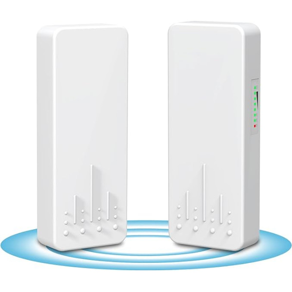 Āra bezvadu tilts NICGIGA 5.8G 3km pārraides WiFi Point-to-Point bezvadu Ethernet tilta maršrutētājs ar 2 100Mbps RJ45 LAN pieslēgvietām 2 Pack CPE Plug and Play