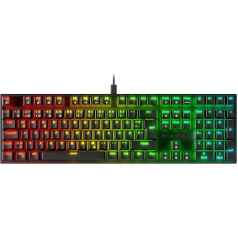 Oversteel - KOVAR USB spēļu tastatūra, RGB izgaismota, mehāniskā slēdža Outemu Blue, Anti-Ghosting, vācu izkārtojums PC/MAC/Android