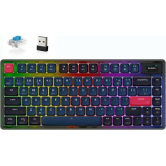 ATTACK SHARK AK832 PRO mehāniskā tastatūra, 75% Ultra-Thin bezvadu TKL RGB spēļu tastatūras blīvējums ar LED ekrānu, BT5.1/2.4G/Wired, 81 taustiņš, zils slēdzis, spirālveida kabelis, USB C kabelis Mac/Win