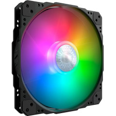 Cooler Master SickleFlow 200 ARGB Gen 2 ventilators ar kvadrātveida rāmi, pielāgojamiem LED diodiem, gaisa līdzsvara līknes lāpstiņa, hermētiski noslēgts gultnis, PWM vadība datora korpusam