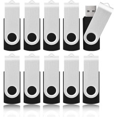 KOOTION 10 USB atmintinių pakuotė 16 GB USB 3.0 USB atmintinė 10 spalvotų duomenų atmintinių rinkinys 10 atmintinių metalinių 16G miniatiūrinių diskų USB atmintinės 16 GB USB atmintinės 16 GB USB atmintinės USB atmintinės juodos spalvos