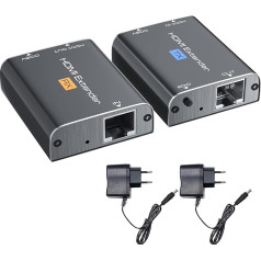 HDMI pagarinātājs, AMANKA 60 m alumīnija HDMI paplašinātājs - atkārtotājs, signālu var pagarināt, izmantojot RJ45 Cat6 Cat7 kabeli, atbalsta EDID funkciju, Full HD 1080P 3D, PS3 PS4 STB HD-LCD HD-DLP DVD utt.