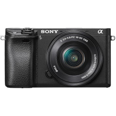 Sony Alpha 6300 E-mount kameras sistēmas kameras korpuss (24,2 megapikseļu Exmor APS-C CMOS sensors ar BIONZ X, ātrs hibrīda autofokuss ar 0,05 sek. reakcijas laiku, 425 fāzes AF punkti, XGA OLED skatu meklētājs), melns