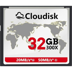 Cloudisk Compact Flash 32GB 300X CF karte 50MB/S ātrdarbība DSLR kamerām un saderīgām rūpnieciskām iekārtām