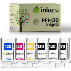 inkero Compatible with Canon PFI-120 Pack of 6 (2xMBK/BK/C/M/Y)