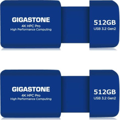 Gigastone Z80 USB zibatmiņas disks 3.2 Gen2 512GB 2 Pack USB R/W 1000/800MB/s HPC augstas veiktspējas aprēķini Izvelkamais vāciņš bez vāciņa Saderīgs ar USB 2.0/USB 3.0/USB 3.1 saskarni