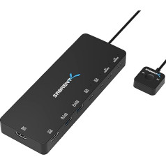 SABRENT KVM Switch, 2 Port USB C Inputs, 2 Ports USB-C Outputs with 60W PD, 2 USB Ports, 2 HDMI Ports 4K @ 60Hz for Monitor, Laptop, PC, Printer, Scanner, Mouse, Keyboard LED Device Displays