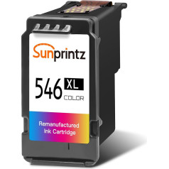 SUNPRINTZ CL-546XL krāsu tintes kasetnes, 546 XL krāsainas, paredzētas Canon printeru kasetnēm 546 CL-546XL, priekš Pixma MX495 TR4550 TS305 TS3450 TS3150 TS3350 MG2450 MG2500 MG2550 MG2550 MG3050 IP2 850 (1 krāsa)