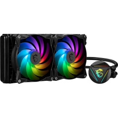 MSI MAG Core Liquid 280R - AIO RGB CPU šķidrā dzesētājs - rotējoša vāciņa dizains - 280 mm dzesētājs - divi 140 mm RGB-PWN ventilatori, melns