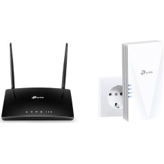 TP-Link TL-MR6400 LTE maršrutētājs un RE500X WiFi 6 WLAN pastiprinātājs AX1500 (Dual Band 1200 MBit/s 5GHz + 300 MBit/s 2GHz)