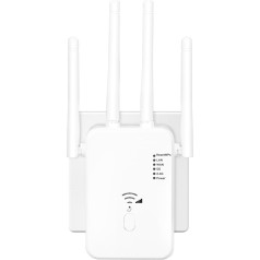 WLAN pastiprinātājs WLAN pastiprinātājs 1200 Mbps, WiFi divjoslu WiFi pastiprinātājs ar ārējo 4 antenu interneta pastiprinātāju ar LAN/WAN pieslēgvietu, saderīgs ar visām WLAN ierīcēm (balts) C