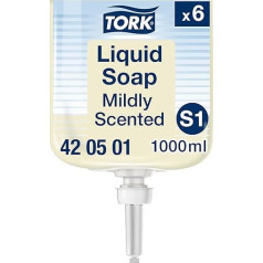 Tork Mild Scented Hand Liquid Soap S1, Fresh Fragrance, 6 x 1000 ml, 420501