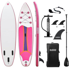 SUDOO Aufblasbare Stand Up Paddle Board 300x76x15cm Aufblasbares SUP Board für Stand-Up Paddling Mit Board, Verstellbare Paddel, Pumpe, Rucksack, Leine, 3 Finnen, Rutschfestes Deckpad, Reperaturset