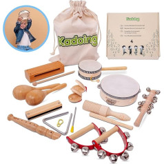 Kadoing® Koka mūzikas instrumentu komplekts - ilgtspējīga dāvana - izglītojoša rotaļlieta - dzimšanas dienas rotaļlieta - Montessori skola - bērnu rotaļlieta - mūzika bērniem