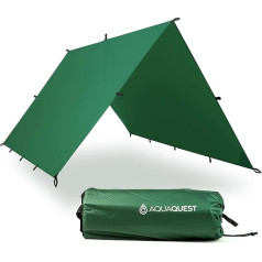 Aqua Quest Guide brezenta - 100 % ūdensnecaurlaidīgs ultraviegls Ripstop SilNylon nojume - 3 x 2, 3 x 3, 4 x 3, 6 x 4 m zaļš, olīvzaļš vai ar vai ar piederumu komplektu.